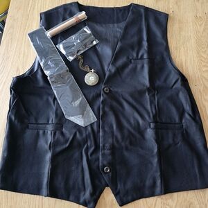 1920s Mens Roaring 20s Costumes w/Pocket Watch, Cigar & 2 Ties -Size XL